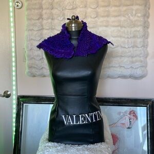 HANDCRAFTED Purple knit silk mini neck scarf by me NWT once purchased very warm